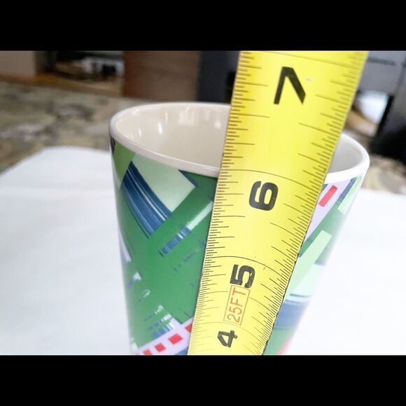 Starbucks Limited Edition Tall Ceramic Mug Holiday 2020 Green Abstract Plaid - Picture 5 of 6